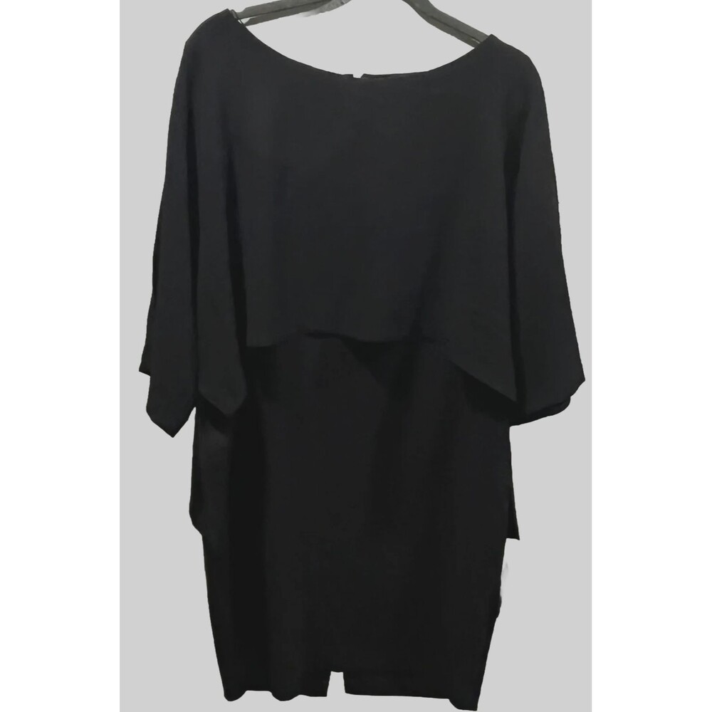 Adrianna Papell Black Sheath Evening Dress 12 NWT Cape Cocktail Party Minimalist